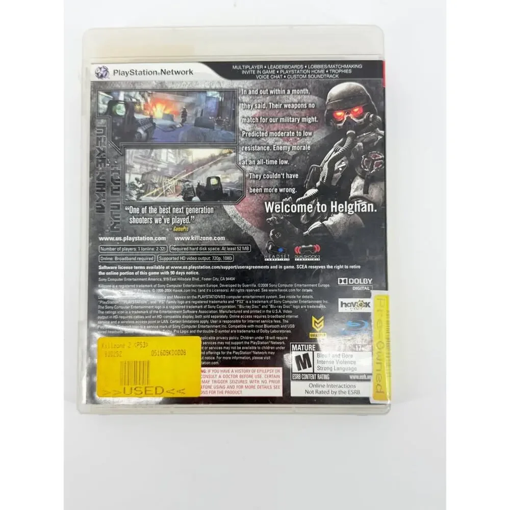 Killzone 2 Sony PlayStation 3 2009 PS3 Complete CIB